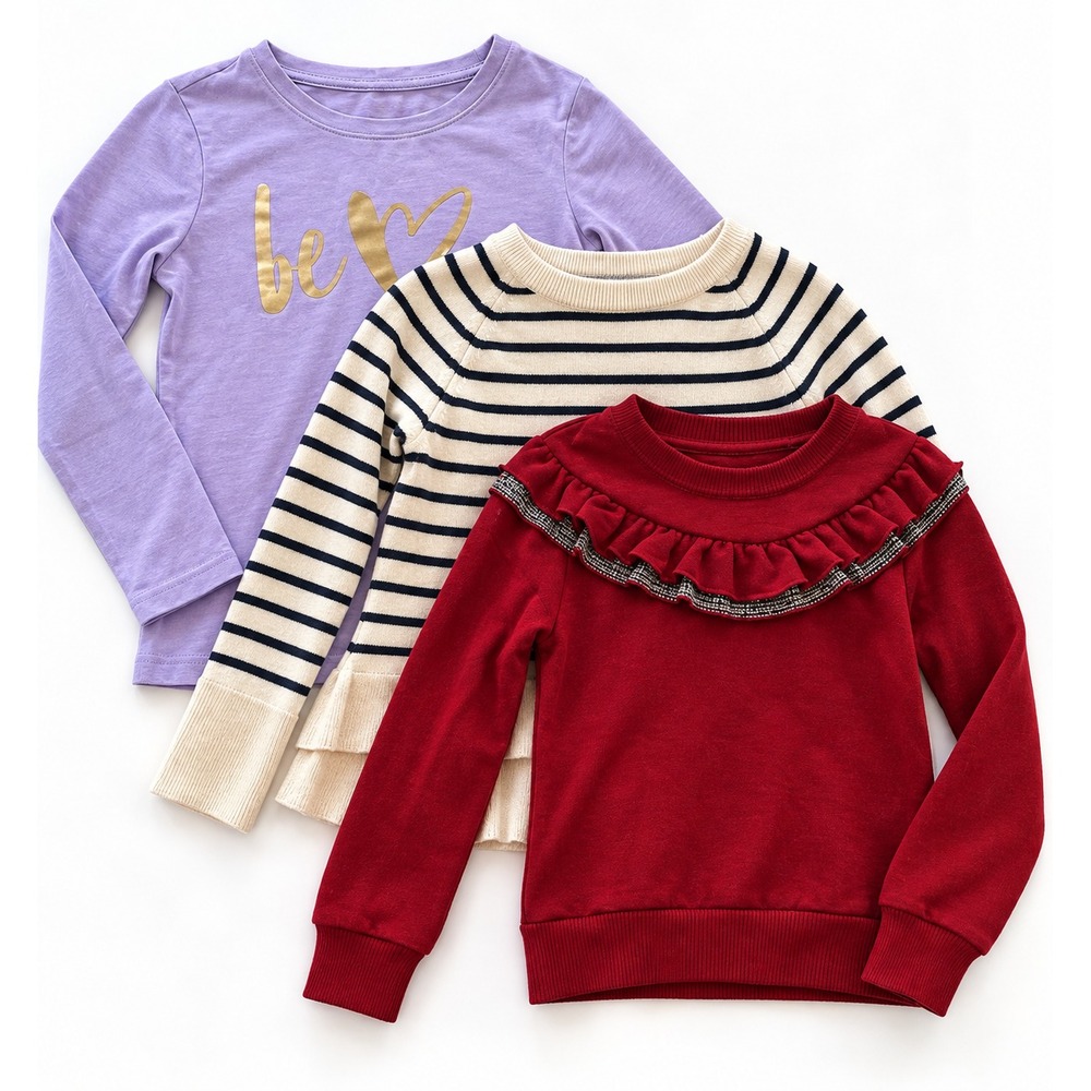 GAP, CAT & JACK Girls Size 6 - 6X Shirts Set Of 3 Tops Long Sleeve Wardrobe Lot